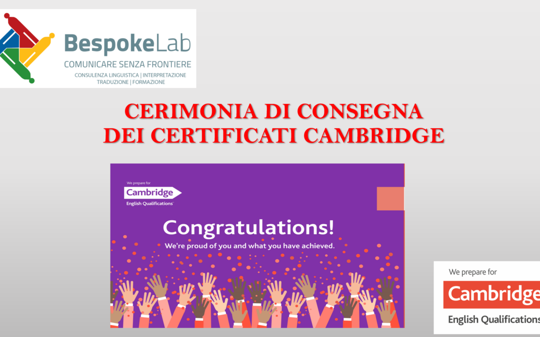 Cerimonia di consegna dei certificati Cambridge