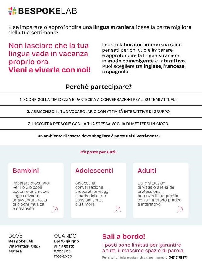 DAL 15 GIUGNO AL 7 AGOSTO 2026. 9.00-13.00 17.00-20.00